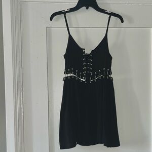Millau Black Mini Dress with Silver Accents